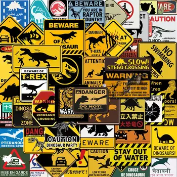  10/60pcs Jurský Sveta: Vláda Nebezpečenstvo drž Wild Zone Dinosaura Odtlačkový PVC Auto Výstražné Nálepky Nebezpečenstvo, Zákaz Nálepky